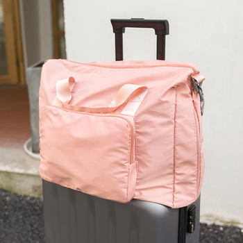 Travel Bag Folding Cloth Trolley Bag Pink Portable Overnight Travel Bag